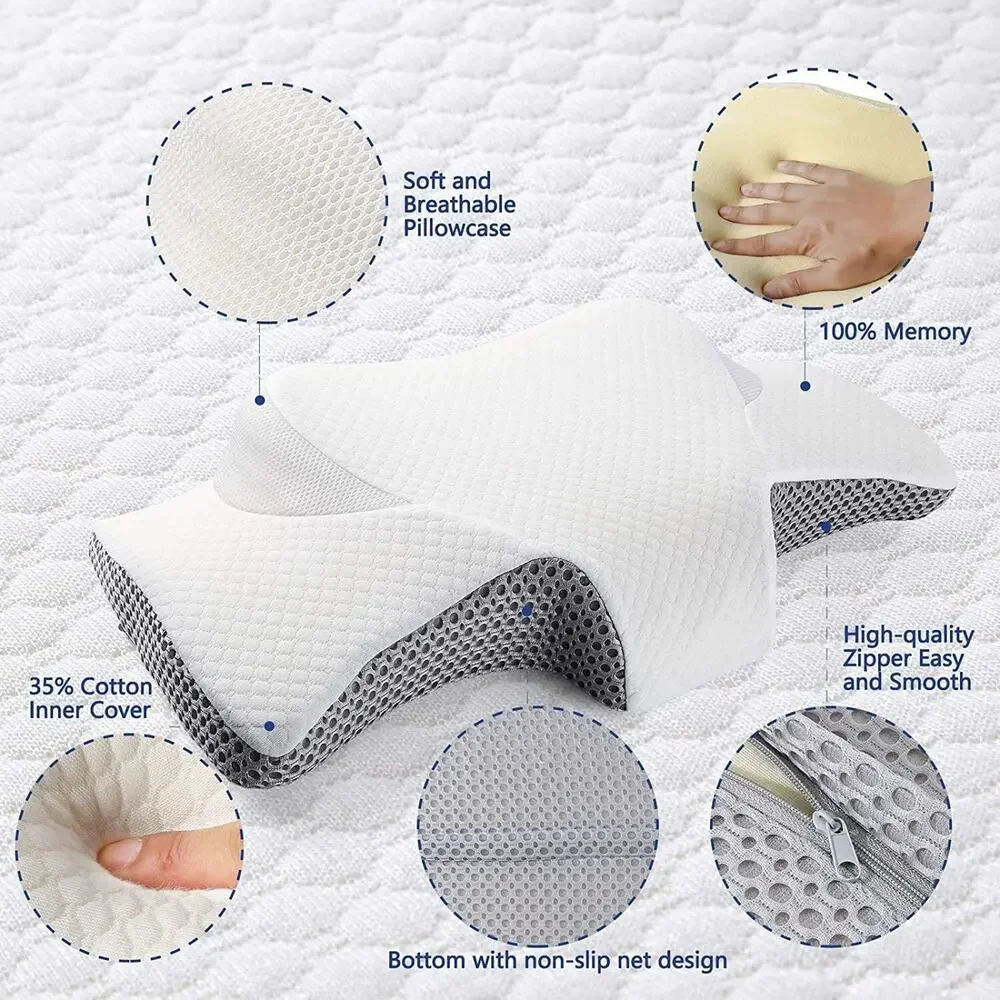 Contour Memory Foam Pillow‎ for Sleeping, Orthopedic Cervical Support